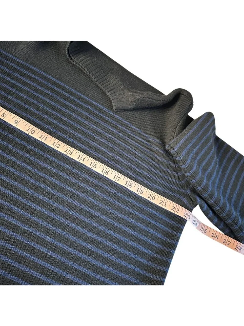 Everlane Wool Blend Navy Striped Crewneck Sweater Minimalist Old Money Sz L